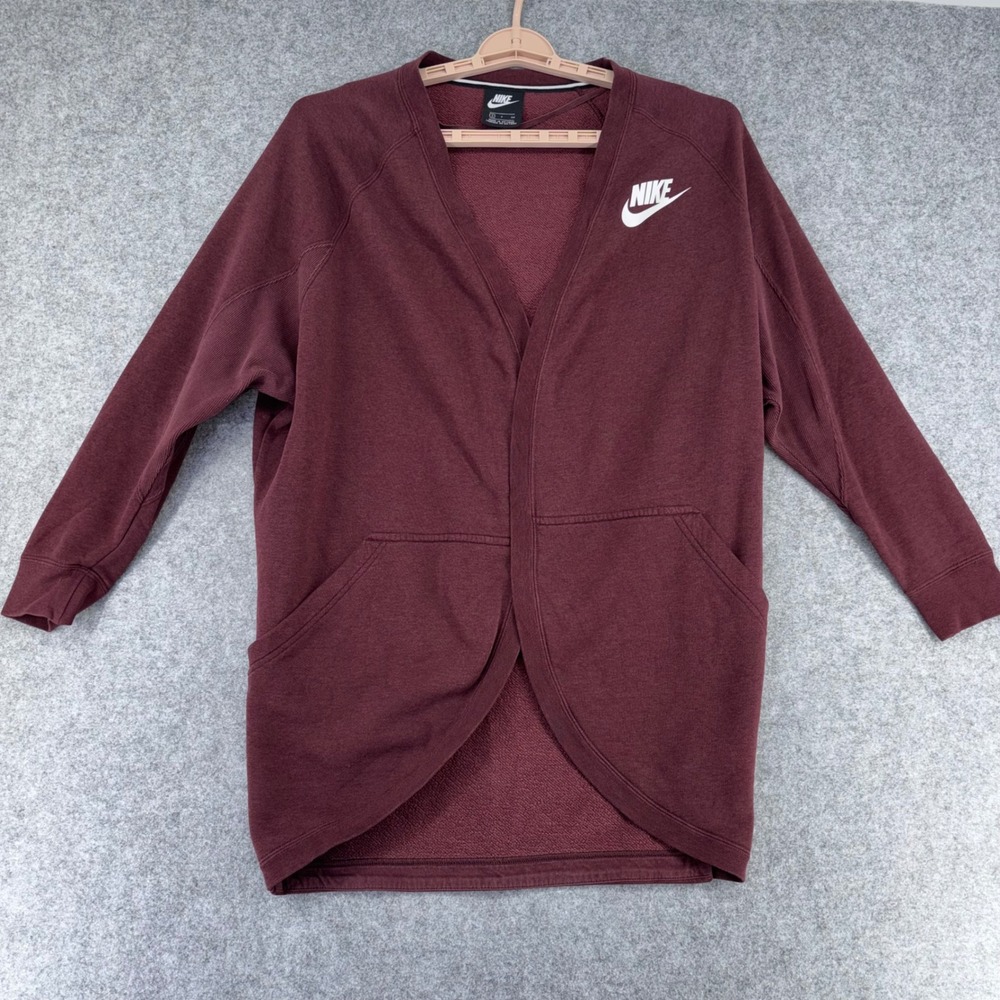 Nike Sportswear Rally Fleece Cardigan Burgundy Heather 939567-652 Womens Small